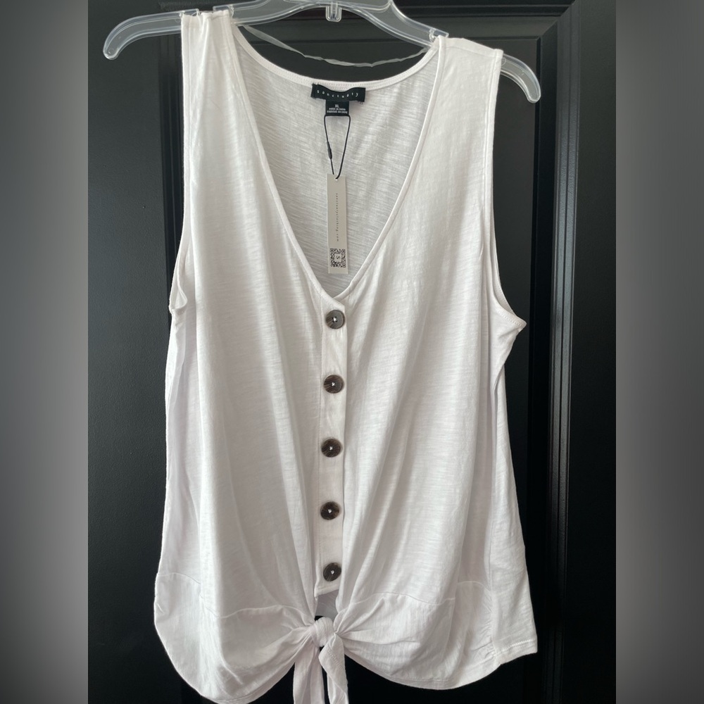 Sanctuary White Tie-Front Tank - size XL - NWT